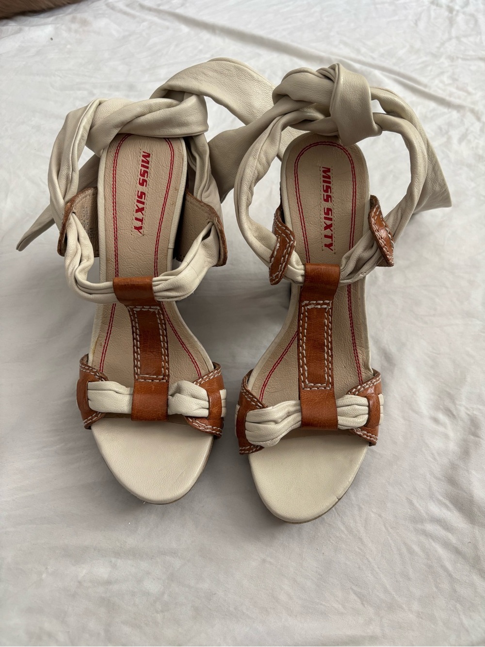 Miss Sixty Leather Ankle Tie Heels